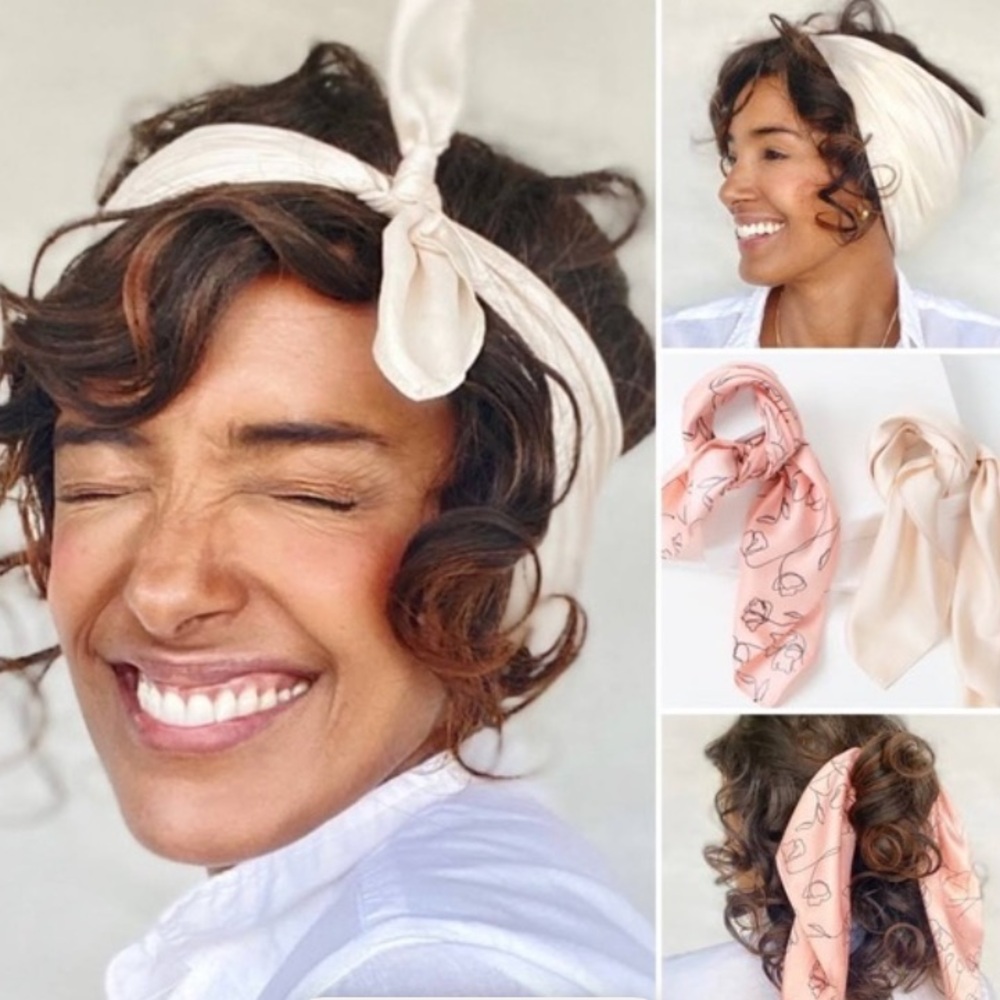 Lark & Ives Hair Scarf Set & Hemlock Bandana Bundle - Pink, Ivory Multicolor NEW - Picture 2 of 10